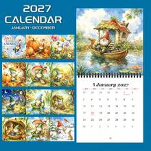 1pc 2027 Cute Gnome Theme Calendar | Colorful Design, Square Spiral Calendar, Quirky Art Style Desktop Decor, Fun Holiday New Year Gift, Suitable For Personal Planning And Interesting Office And Home Decoration - Single Piece - View 2