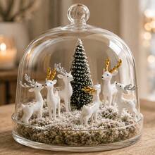 1pc Christmas Deer Decoration Set, White Reindeer Figurine + Snowy Tree, Creative Forest Theme Desktop Decor, 2 Designs Available, Holiday Home Ornament, Suitable For Living Room, Office, Desk, Bookshelf (Random Style And Color) - Multicolor - View 4