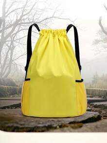 A Neutral Color Soft-Shell Fitness Backpack With Mesh Pockets, Adjustable Shoulder Straps And Checkered/Strap-Locking Closure, Is Perfect For Outdoor Activities And Travel. - Multicolor - View 10