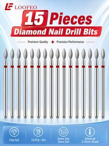 15Pcs Olive-Shaped Diamond Nail Drill Bits For Cuticle Cleaning, Dead Skin Removal & Manicure Prep - Multicolor - View 2