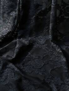 1件牡丹提花蕾絲布料 3D牡丹網紗蕾絲 旗袍漢服手工DIY面料 - 黑色 - 查看 2