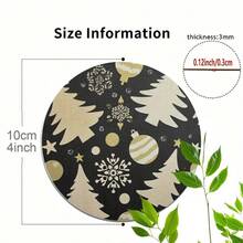 2D Flat, 4pcs Round Wooden Coasters - Heat-Resistant Non-Slip Drink Mats Decorated With Gold Snowflake Tree Pattern, Suitable For Home Decor And Party Occasions, Ideal Christmas Decoration Gift - View 5
