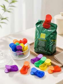 6pcs Colorful Transparent Magnetic Food Bag Clips, Multi-Functional Refrigerator Magnet Snack Sealing Clips, Suitable For Kitchen Storage, Random Mixed Colors - Multicolor - View 2