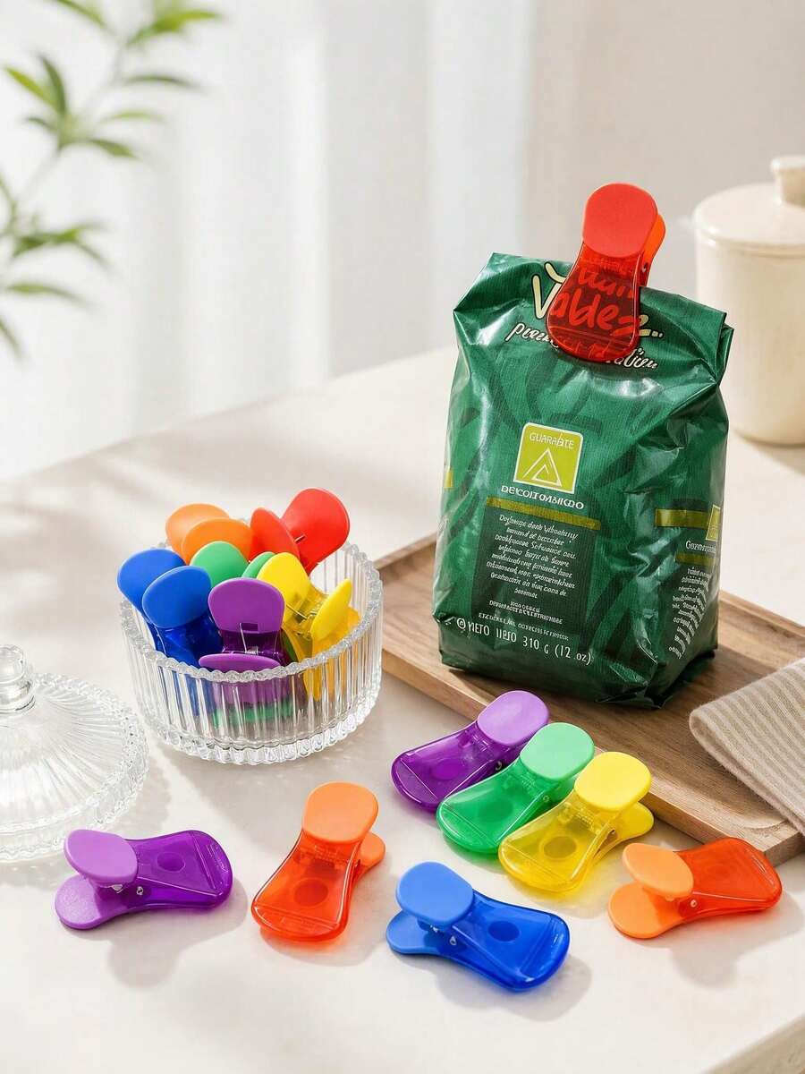 6pcs Colorful Transparent Magnetic Food Bag Clips, Multi-Functional Refrigerator Magnet Snack Sealing Clips, Suitable For Kitchen Storage, Random Mixed Colors