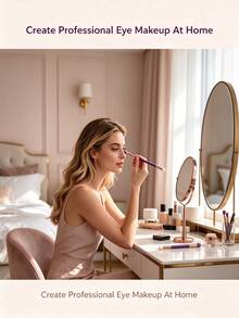 Dual-Ended Eyeshadow Brush Set, Double-Sided Eye Makeup Brushes With Purple Handle, Suitable For Eyeshadow, Blending, Highlighting And Detail Application, Multi-Functional Eye Makeup Tool For Beginners, Women And Daily Beauty Care, Portable For Travel - Multicolor - View 4