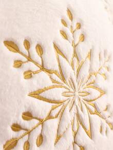 Miater 1件/2件裝聖誕裝飾抱枕套,毛絨刺繡雪花結飾,冬季沙發客廳臥室居家裝飾派對節日禮物 - 金色 - 查看 4