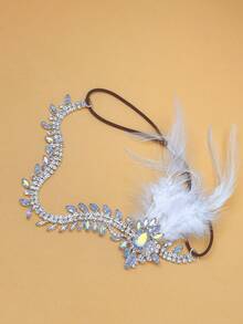 Vintage Feather Headband, 1920s Pearl Tassel Hair Accessory, Retro Style Hair Accessory, Suitable For Parties, Balls And Weddings - Silver - View 4