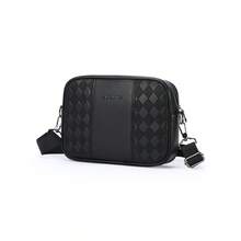 Simple Checkered Men's Bag With Multiple Compartments, Cross Shaped Backpack, Scratch Resistant And Durable, Shoulder Bag, Suitable For Daily Travel - Black - View 8