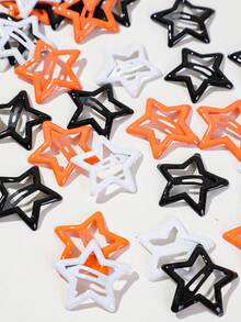 100/50/10pcs Girls Halloween Color Theme Five-Pointed Star BB Hair Clips, Hair Claw Clips, Hair Clips, Bangs Hair Accessories, Daily Use, Gift - Multicolor - View 7