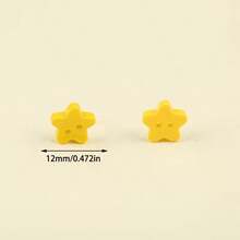 20pcs Yellow Five-Pointed Star Plastic Buttons, Two-Hole Asymmetrical Solid Color Star Buttons For Handmade DIY Coat Decoration - Yellow Star 12mm - View 3