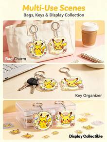 MASSDI Anime Acrylic Key Chain Set Of 2, Two Sweet Circle Frame Patterns With Star And Cloud Elements, Fade-Resistant Bright Pigment, Wear-Proof Transparent Acrylic Panel, Sturdy Metal Connection Hardware - Keychain - View 7
