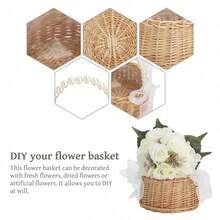 Handwoven Pearl Princess Flower Basket, Rattan Woven Storage Basket, Handheld Flower Basket, Handmade Flower Basket, Home & Wedding Decor - Multicolor - View 5