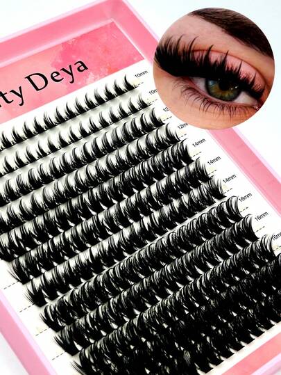 80D Spiked Cluster False Eyelashes, 10-18mm Thick Cartoon Curly Cluster False Eyelash Extensions, D-Curl Individual False Eyelash Extensions For DIY At Home,Halloween