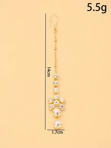 1pc Elegant Sparkling Rhinestone Forehead Hair Chain, Round Water Drop Crystal Headpiece, Suitable For Bridal Veil, Wedding, Evening Party - Rhinestones - View 3
