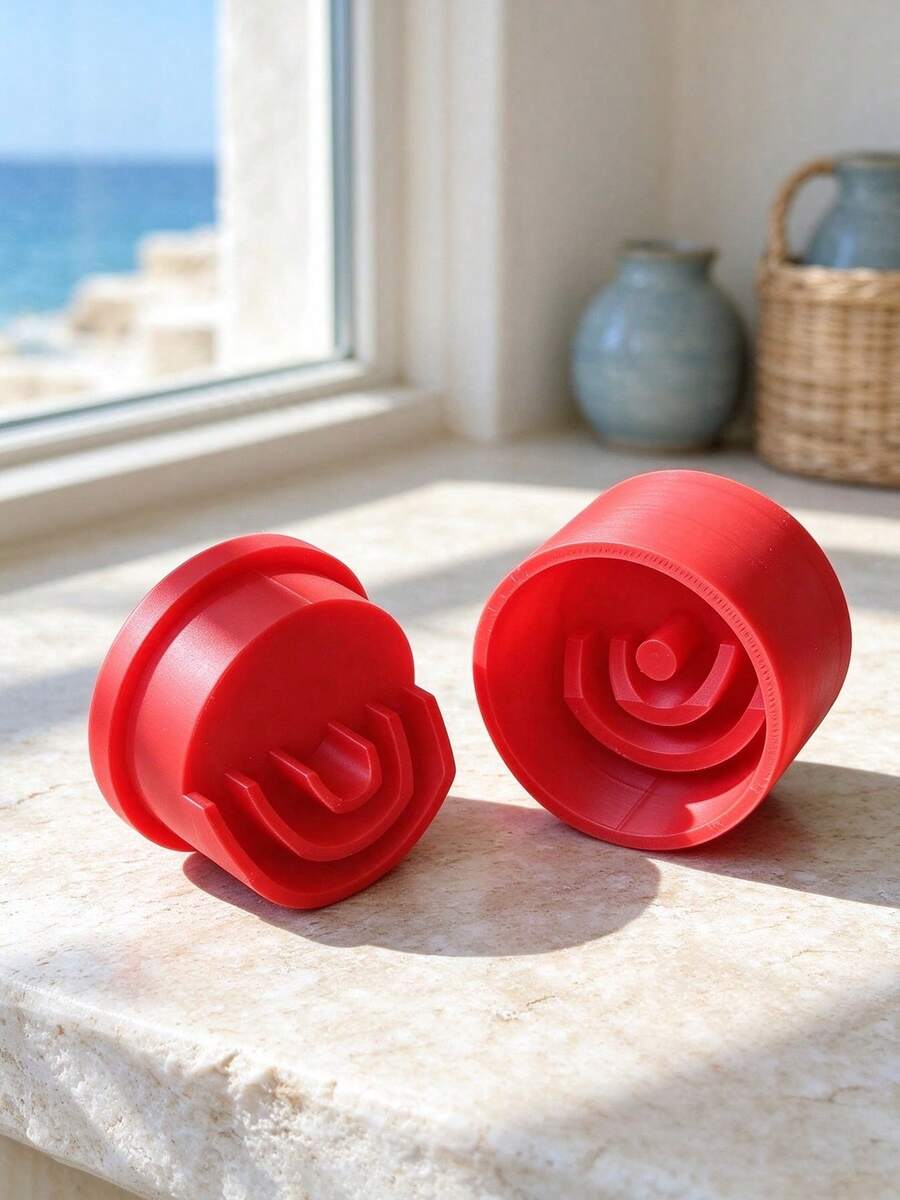 1PC,Double Layer Spiral Red Grinder 50MM 3D Printed One-Piece Hard Plastic Uniform Fine Shred Portable Small Grinder Smoking Accessory - View 1