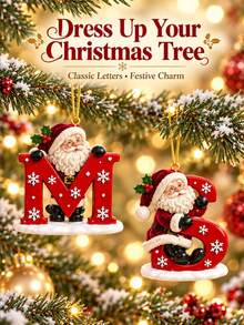 Christmas Tree Shaped Santa Claus Enamel Pendant - A-Z Letter Style - Ideal Decoration For Christmas, Valentine's Day And Thanksgiving | Multi-Functional Keychain And Backpack Charm, No Battery Required, 2D Flat Design, Suitable For All Seasons - Multicolor - View 6