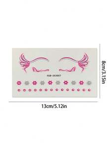 1pc Pink Glitter Butterfly Eyeliner Sticker, Self-Adhesive Glitter Rhinestone Eye Patch, Face Glitter Accessory, Suitable For Music Festival, EDM Party, Christmas, Cosplay, Stage Makeup DIY - Multicolor - View 10