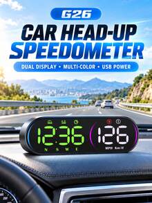 Car GPS Speedometer, Digital Speedometer Large Screen MPH Display With Compass HUD Display, Multi-Level Overspeed Alarm & Fatigue Driving Reminder, Auto Brightness, USB Plug And Play, Suitable For All Vehicles - G26 - View 9