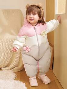 Balabala Newborn Baby Down Jumpsuit Soft Warm Winter Jumpsuit - Red Hue - View 1