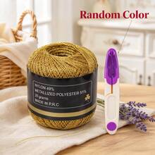 2pcs/Set Shiny Gold And Silver Metallic Thread, Metallic Luster Crochet Yarn Cord, Suitable For Gift Wrapping, DIY Crafts, Holiday Decoration, Bow Making, Crochet, Party Gift Bag Accessories - Multi-color/Multi-style - View 9