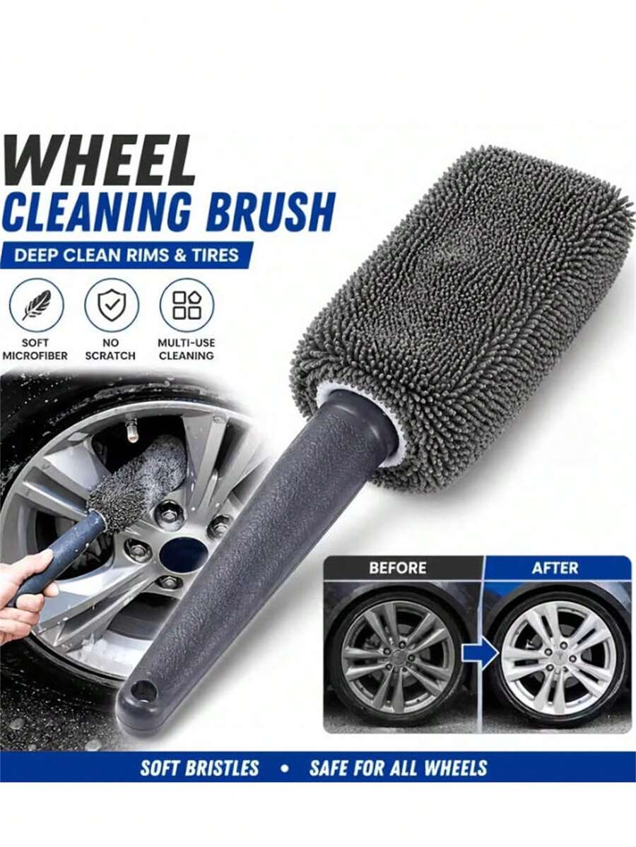 1pc Tire Cleaning Brush, Soft Microfiber Car Wheel Rim Cleaning Brush ...