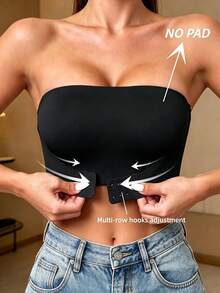 Áo ngực không gọng cài trước nâng đỡ cho nữ, áo bandeau nội y mùa hè, đồ lót mềm mại thoải mái - màu đen - Xem 3