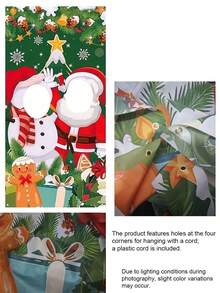 1pc Christmas Theme Hollow Face Pattern Photo Backdrop, Santa Claus & Snowman Party Photo Props, Holiday Decoration - Multicolor - View 6