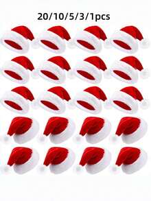 10pcs Bulk Adult Santa Hats, Red, Classic Christmas Hat, Soft Plush, Suitable For Adults, Perfect For Christmas Parties, Family Gatherings, Group Activities - Multicolor - View 8