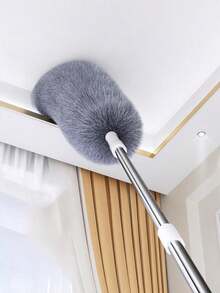 Haus Hana 1pc Extendable Ceiling Fan Duster With Cleaning Brush, Home Ceiling Dust Cleaner Sweeping Ceiling, Wall And Roof, Detachable & Washable Ultra-Fine Fiber For Ceiling Fan, Kitchen, Living Room, Bedroom, Hallway - Grey - View 2