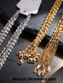 10 Pcs Stainless Steel Lip Chains, Gold And Silver Available, DIY Necklace, Suitable For DIY Jewelry Making, Fashion Choker Accessories - 10pcs - View 3