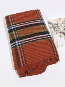 1PC Men's Fashion Linen Plaid Crinkled Scarf, Versatile Neck Warmer Suitable For Daily Casual Wear - Multicolor - View 17