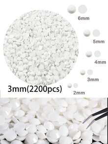 2mm-6mm 树脂水钻、平底钻石、白色非热修复水晶钻石，适用于 DIY 工艺品、杯子、瓶子、玻璃杯、服装、散装闪亮水晶珠、工艺装饰 - 白色 - 查看 11