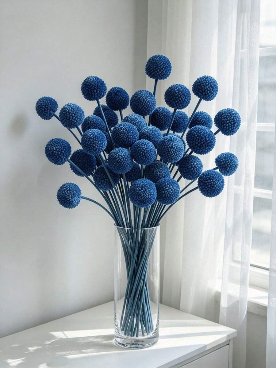 10/20pcs Artificial Stem Craspedia Yellow Billy Ball Flower Heads ...