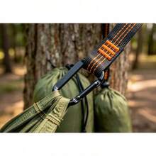 Hamaca de camping verde con mosquitera desplegable, 270x140 cm, hamaca ligera y portátil de nailon con correas para árboles, ideal para senderismo al aire libre y uso en el jardín. - Verde - Ver 2