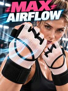 Sports Half Finger Gloves With Wrist Strap Bike Cycling Gloves For Women Men Gym Gloves For Weightlifting Training Pull Up Hiking Training Outdoor Exercise Workout Equipment For Home Yoga Pilates Eessentials Accessories Weight Loss - Multicolor - View 6