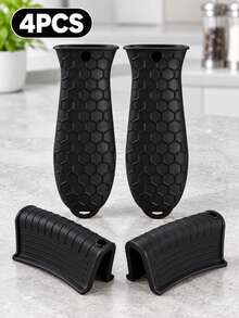 4pcs Thickened Silicone Pot Handle Covers, Heat-Resistant Non-Slip Honeycomb Textured Handle Sleeves, Suitable For Cast Iron Skillet, Ceramic Pot, Wok And Frying Pan, Kitchen Cooking And College Dorm Essentials - Multicolor - View 12