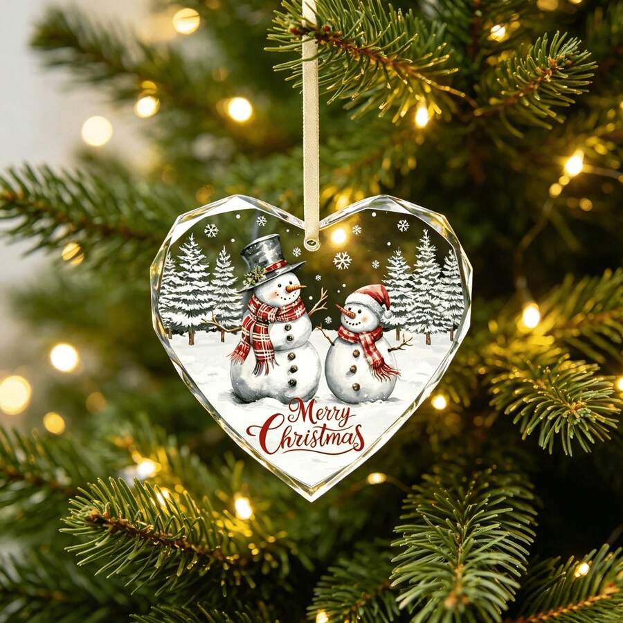 1pc Flat 2D Acrylic Snowman Christmas Decoration - Holiday Snowman And Tree Design, For Holiday Tree Decoration, Perfect Home Gift, No Electricity Required, Christmas Ornament - D - View 1