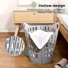 1pc Foldable Wall-Mounted Laundry Basket, Space-Saving Multi-Compartment Collapsible Clothes Storage Bin With Lid, Durable Polypropylene Rectangular Organizer Box For Home Bathroom Laundry Room, White - Multicolor - View 6