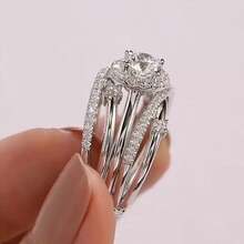 European And American Fashion Multi-Wrap Inlaid Round Zirconia White Gold Plated Creative Engagement Ring For Women - White Gold - View 3