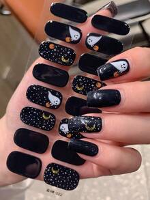 1pc 16pcs Halloween Nail Stickers, Fashion Nail Art Stickers, Waterproof Self-Adhesive, Easy To Use, Suitable For Holiday And Party Decoration - Multicolor - View 13