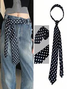 1pc Polka Dot Tie, Personalized Printed Tie, Hand-Tied Tie, Solid Color Tie (8cm Wide) - Multicolor - View 3