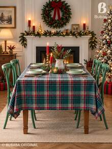 Christmas Green Plaid Tablecloth, Classic Tartan Rectangular Table Cover For Holiday Dining, Farmhouse Kitchen, Christmas Party & Winter Home Decor Christmas Home Decor Christmas Decor Christmas Decorations For Home - Multicolor - View 12