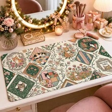 1pc Vintage Framed Floral Cat Desk Mat, Multi-Purpose Makeup Nail Art Table Pad, Large Non Slip Desktop Protector S/M/L/XL - View 8