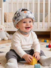 1 pieza Gorro de protección anticaída para bebé, casco de para caminar para niños pequeños, protector de cabeza antichoque para bebés de 8-36 meses, tamaño ajustable, malla transpirable, casco almohada de protección para caminar para bebé - Gris - Ver 2