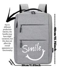 A Business Backpack With Smile Face Print, Unisex Design, Suitable For Campus, Short Trips, Daily Commute And Work, All-Season Large Capacity Compartment For Laptop And Various Learning Supplies - Backpack - View 2