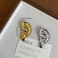 1PC Niche Design Metal Ear Brooch, Luxury High-End Asymmetrical Facial Feature Suit Pin, Accessory For Women - Ear - View 2