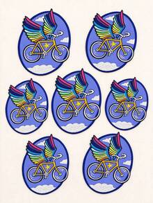 1pc/2pcs/4pcs/5pcs/7pcs/8pcs/9pcs Rainbow Wing Flying Bicycle Embroidered Iron On Patch For Jackets Backpacks - Multicolor - View 9