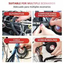 2 Rolls High Temperature Self-Adhesive Fabric Wire Harness Tape, Heat Resistant, Noise Reduction, Automotive, Engine And Electrical Wire Protection, Car Wire Harness, Engine Protection, Flexible Tape, Heat Resistant Material - A - View 2