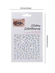 2 Sheets Self-Adhesive Face Gems Stickers, Moon Star Heart Crystal Diamond Eye Face Jewels Stickers 3D Shiny Body Rhinestone Decor For Festival, Rave, Party Cosplay - Multicolor - View 11
