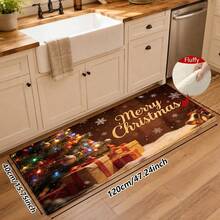 1pc Kitchen Floor Mat, Soft Faux Cashmere Material, Christmas Style Non-Slip Floor Mat, Kitchen Bedroom Doorway Entrance Mat, Bathroom Entryway Mat, Snowflake Christmas Tree Bell Pattern Mat, Suitable For Multiple Scenes Non-Slip Floor Mat, Room Decor, Holiday Gift - Multicolor - View 13